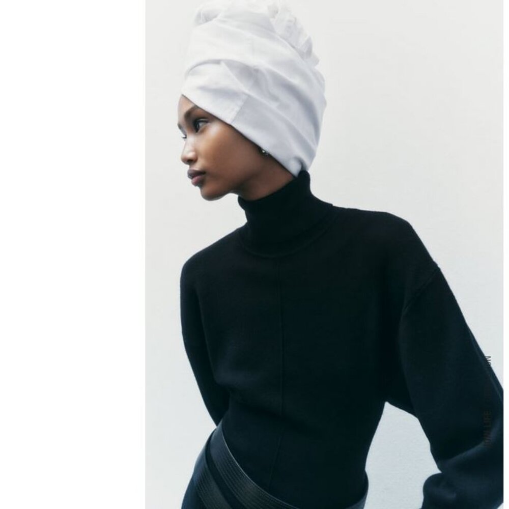 Zara Black Knit Turtleneck Midi Dress, NWOT, S - Picture 2 of 16